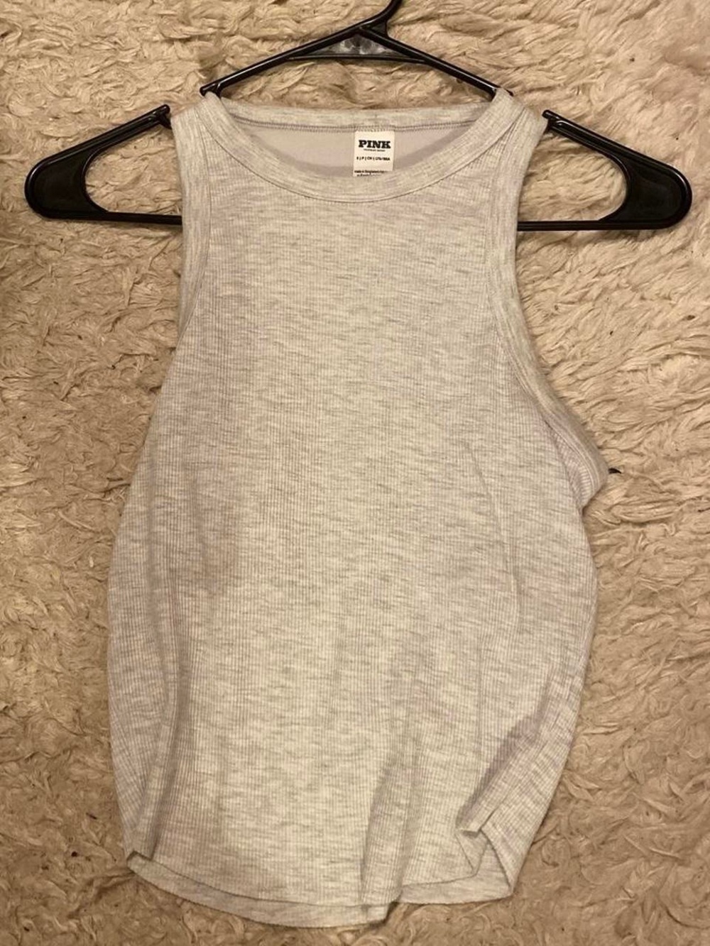 PINK Victoria's Secret Heather Gray Ribbed Racerback Tank